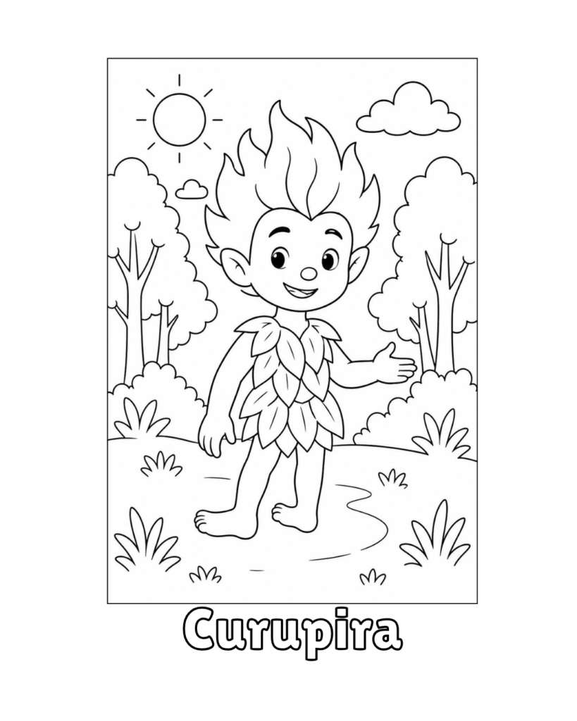 Imagem do curupira para colorir